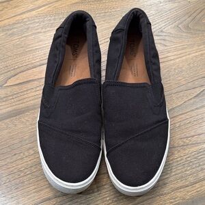 TOMS Black Avalon Canvas Slip-Ons